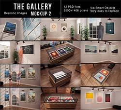 12个逼真的画廊作品展示模型：The Gallery MockUp 2
